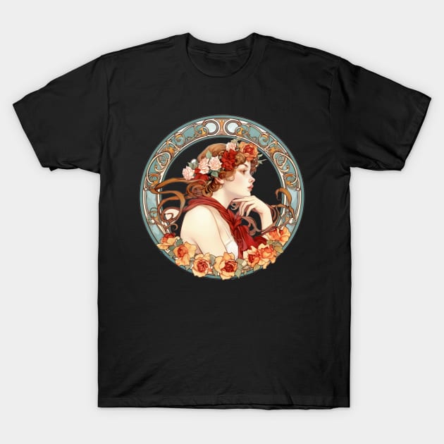 Art Nouveau Girl T-Shirt by MichaelaGrove